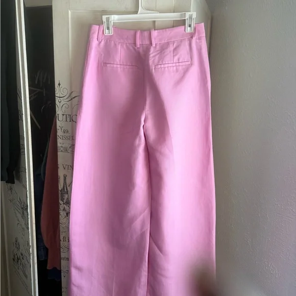 NWT Reiss Raine Tailored Pink Wide-Leg Linen Blend Trouser Pants - Picture 12 of 16